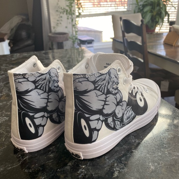 Lifting Shoes; White with Barbell Design - Picture 4 of 5